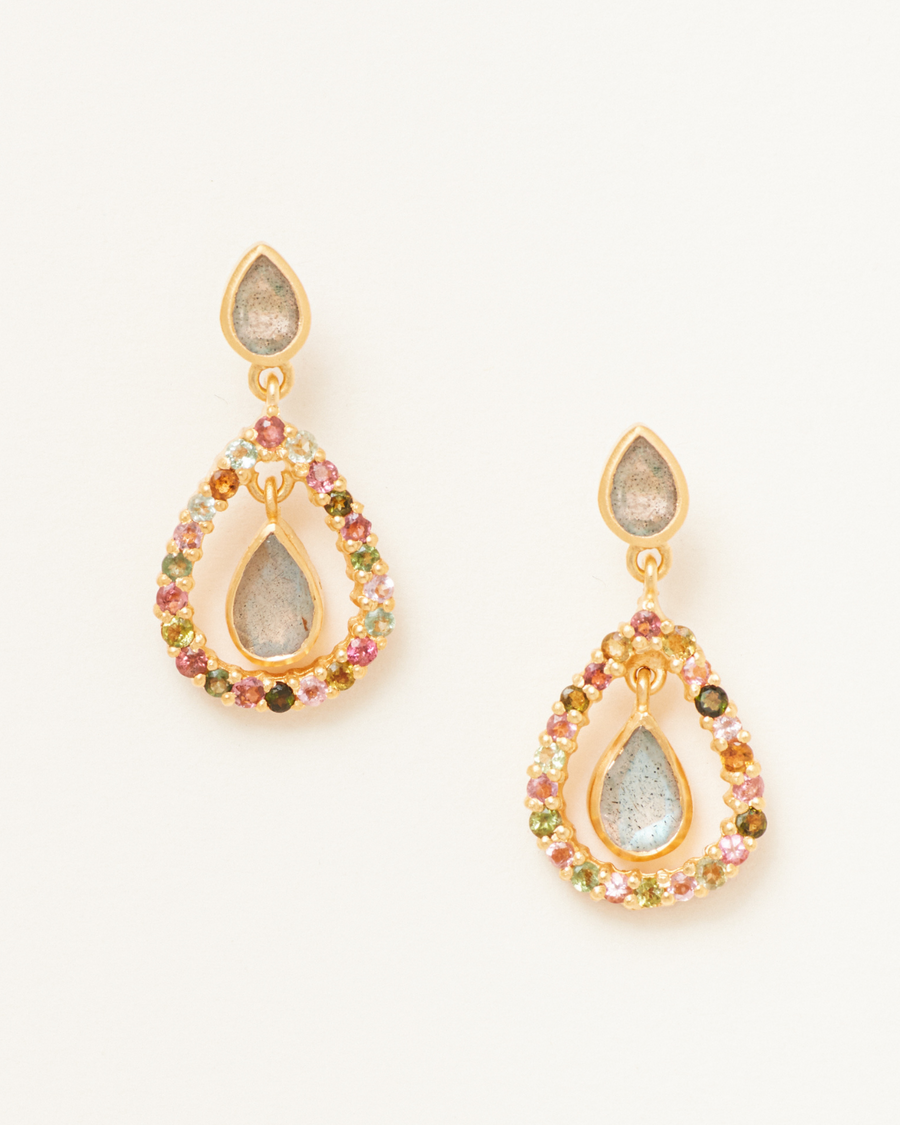 Starlet earrings in tourmaline and labradorite - pre-order
