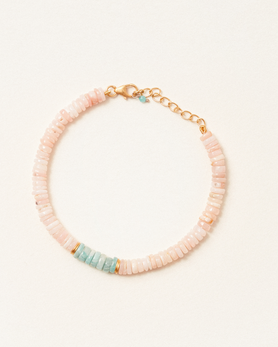 Sigrid bracelet with pink opal & amazonite