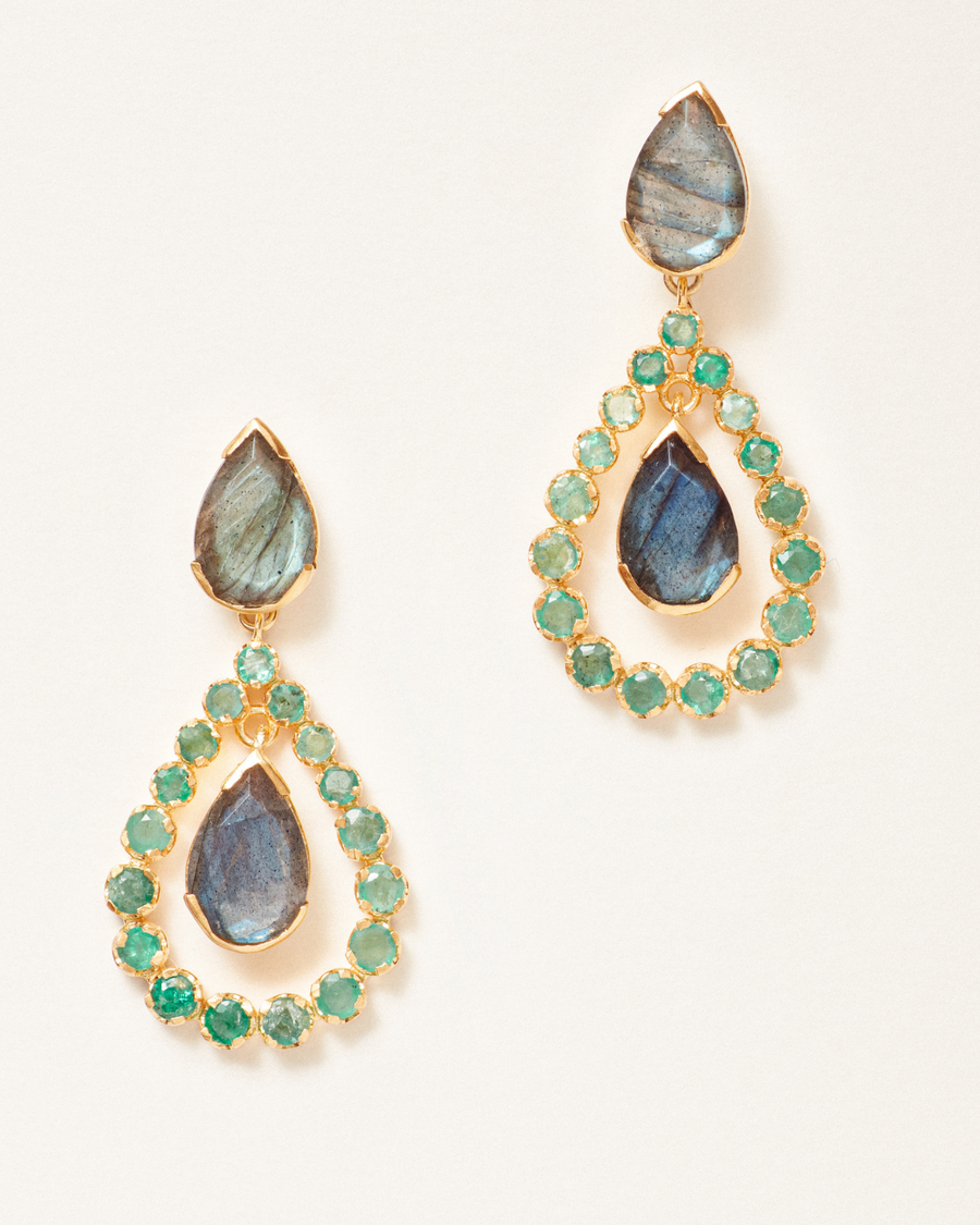 Starlet earrings with emerald & labradorite