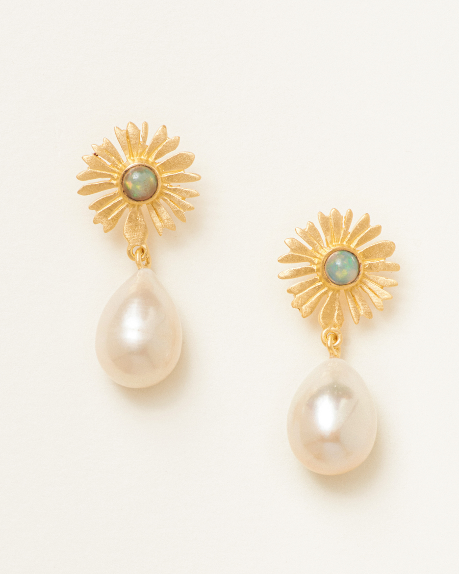 Thelma pearl earrings with opal