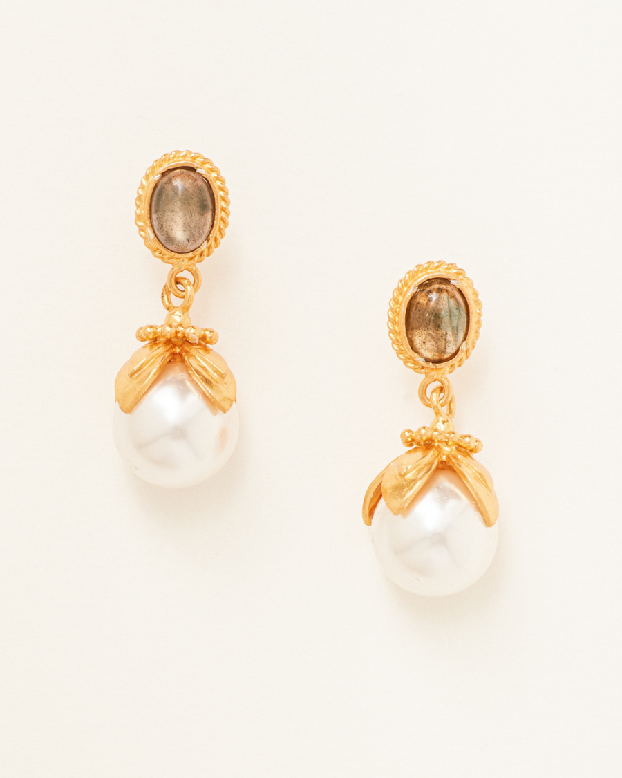 Sherry earrings with labradorite and pearl