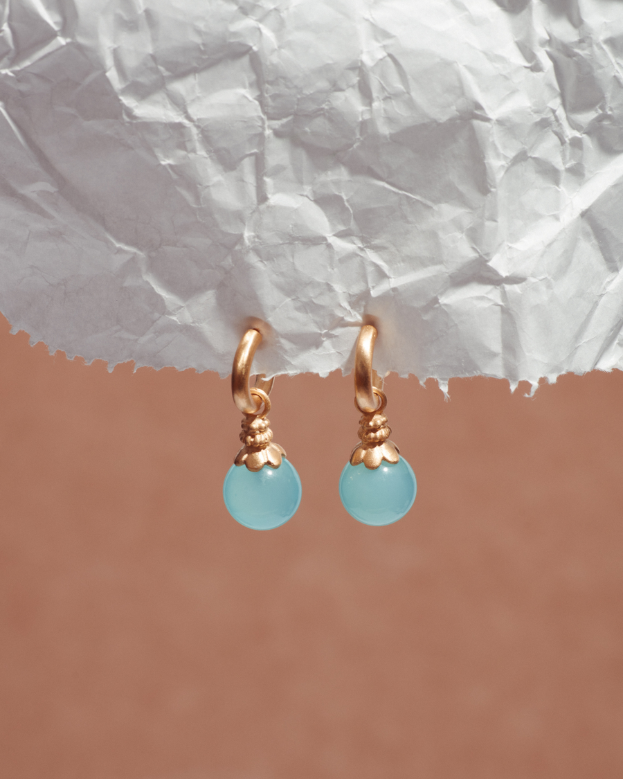 Peggy hoops with aqua chalcedony - gold vermeil