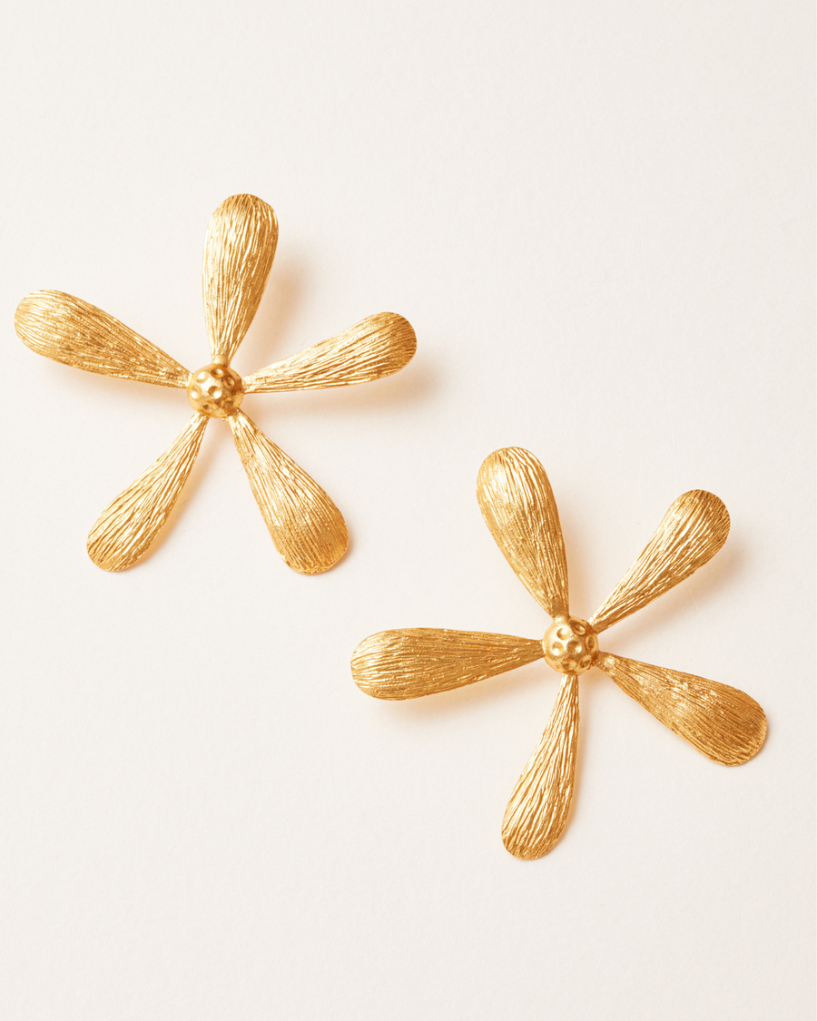 Gold statement daisy earrings
