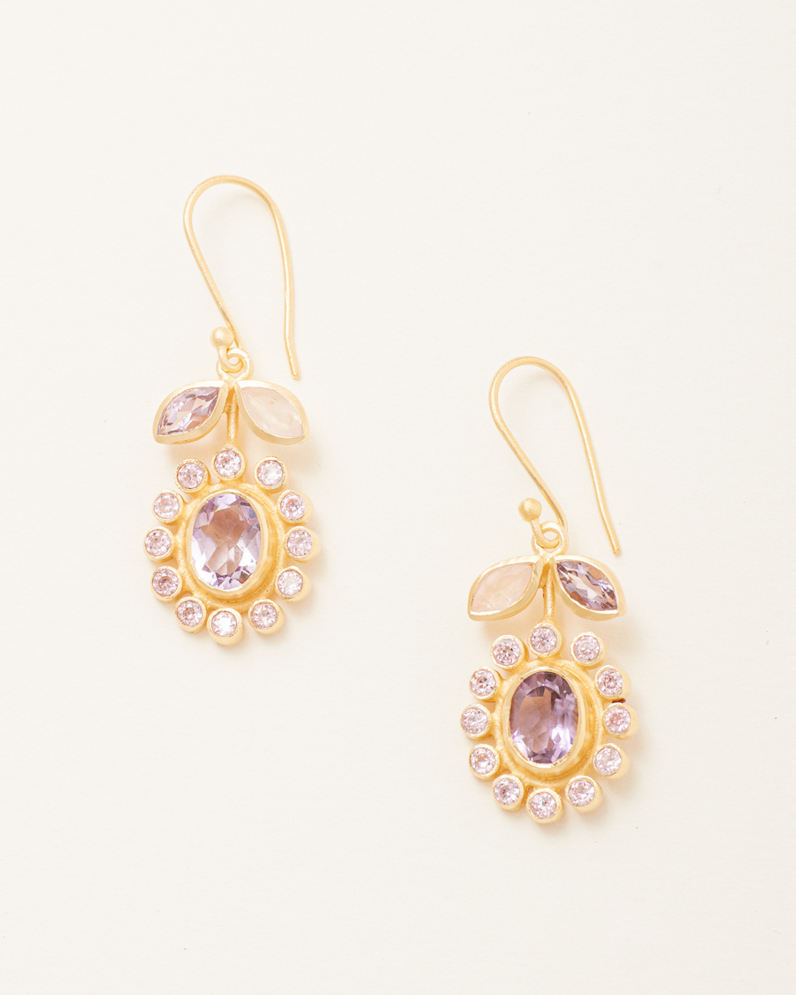 Jackie earrings with amethyst and rose quartz
