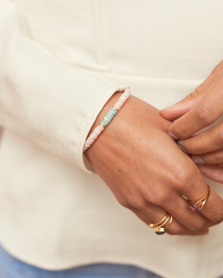 Sigrid bracelet with pink opal & amazonite