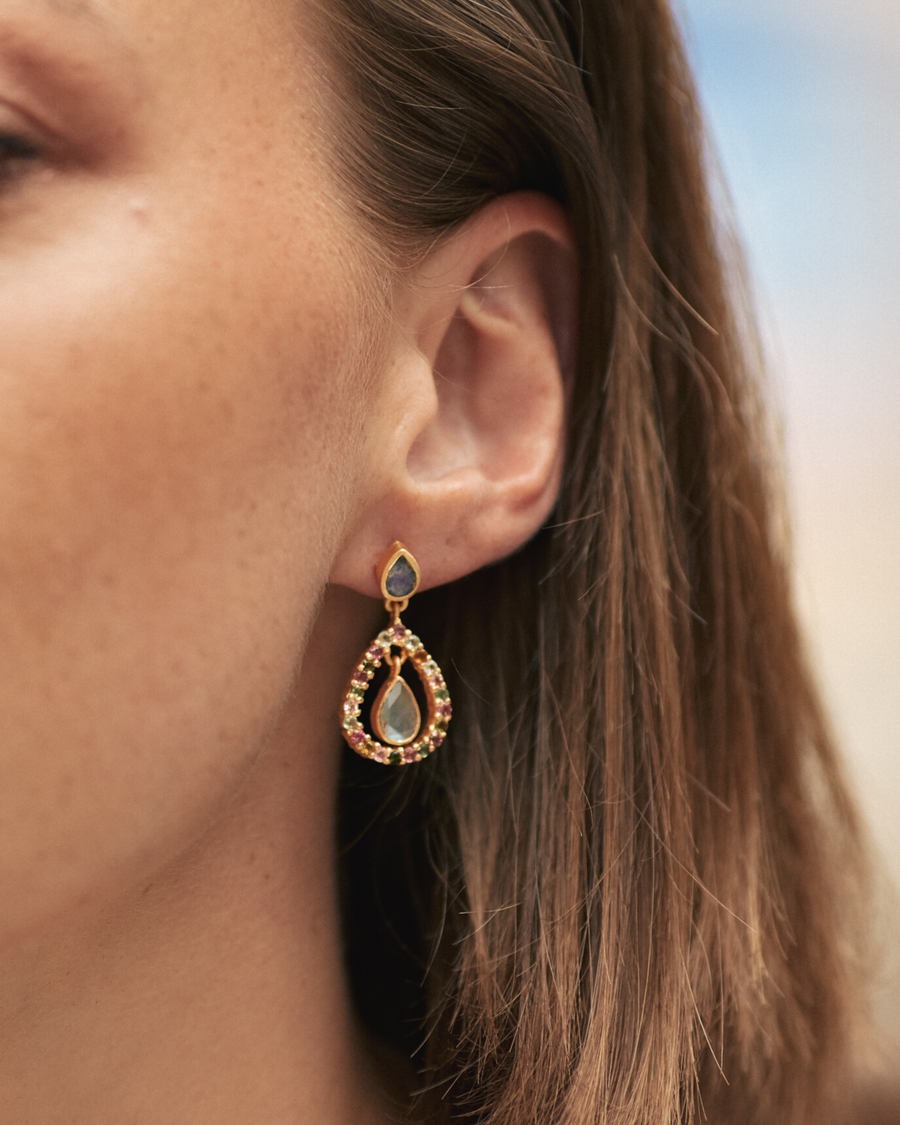 Starlet earrings in tourmaline and labradorite - pre-order