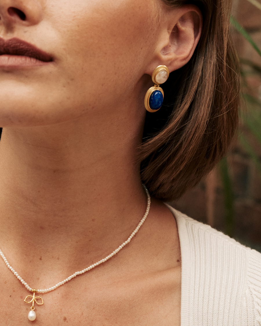 Stella earrings with lapis and moonstone - pre-order