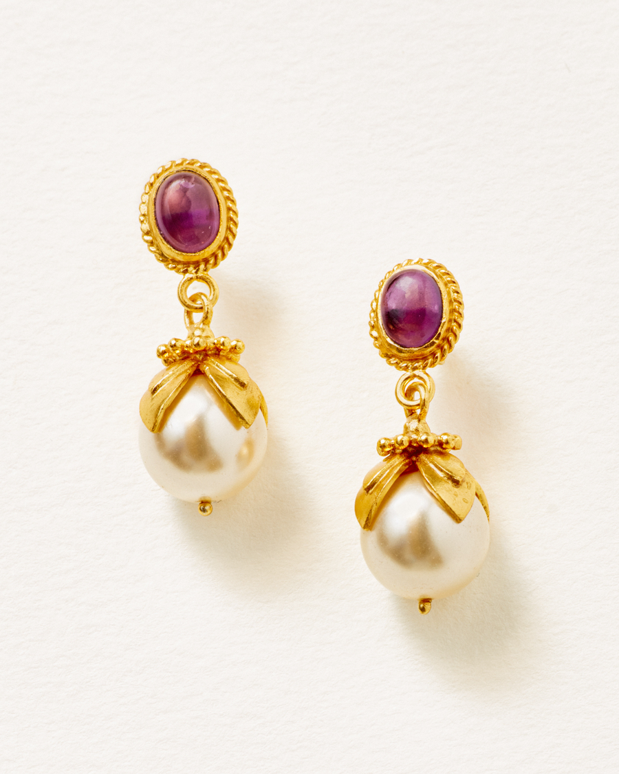 Sherry earrings with amethyst and pearl