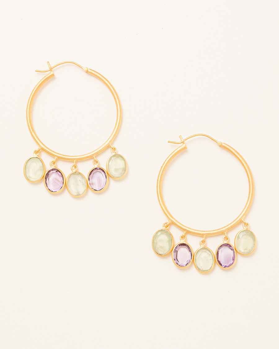 Betsy hoops with amethyst and prehnite