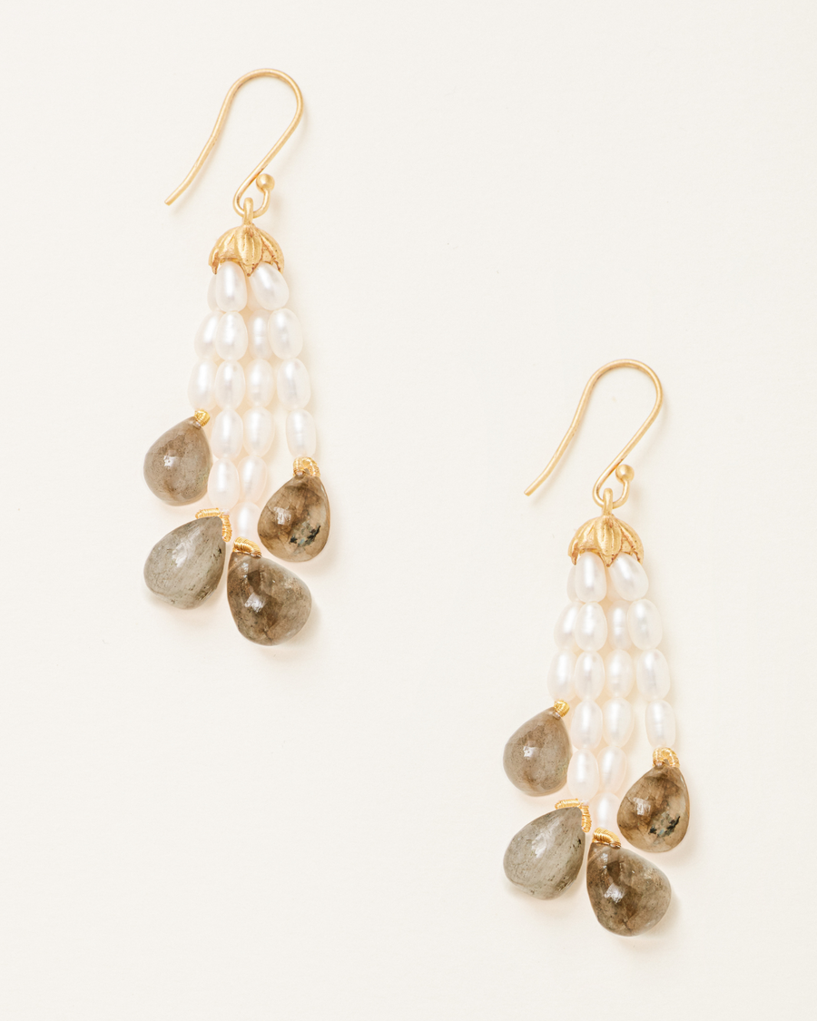 Madlyn pearl earrings with labradorite