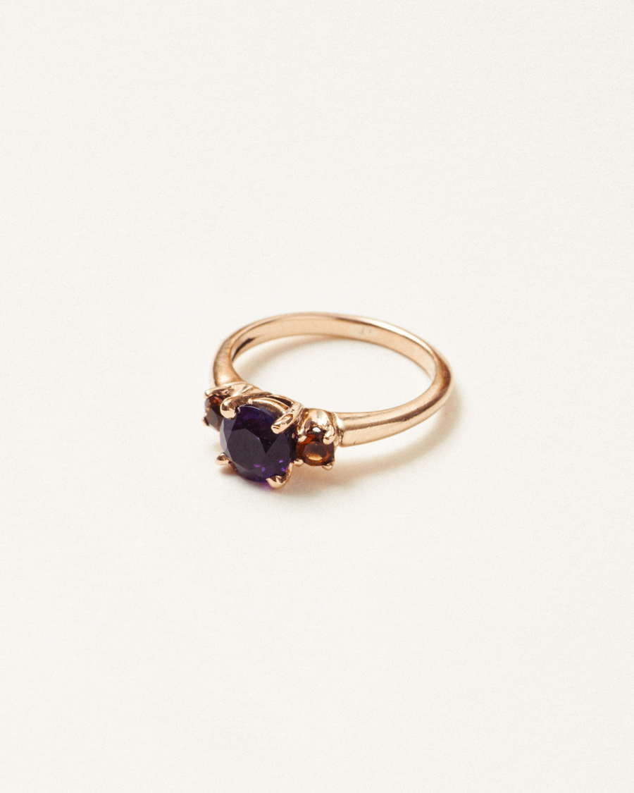 Vintage amethyst and citrine ring - 10 carat solid gold