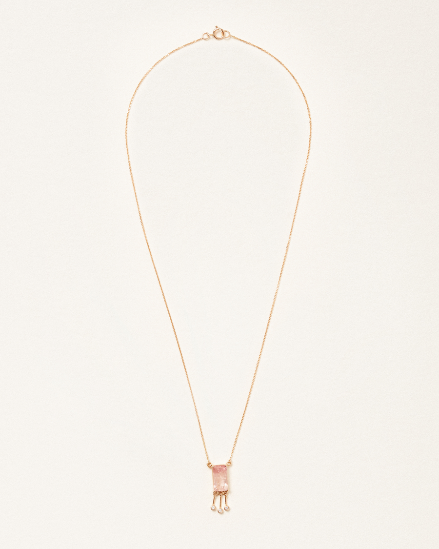 Hazel necklace with pink tourmaline & diamonds - 18 carat solid gold