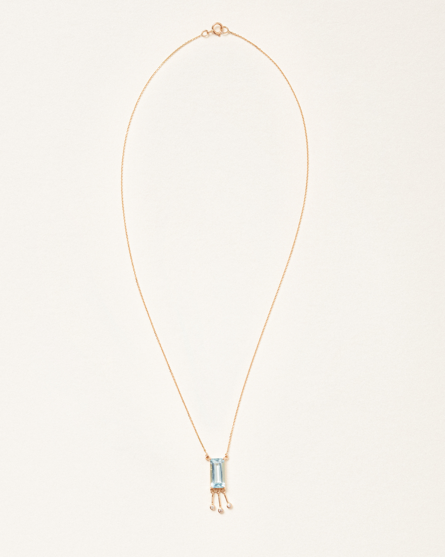 Hazel necklace with blue topaz & diamonds - 18 carat solid gold