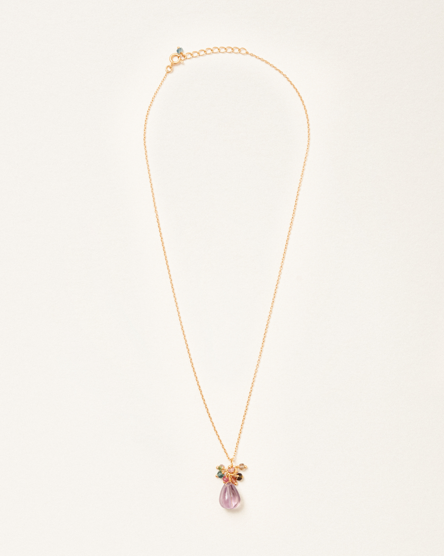 Lila necklace with amethyst and tourmaline - gold vermeil