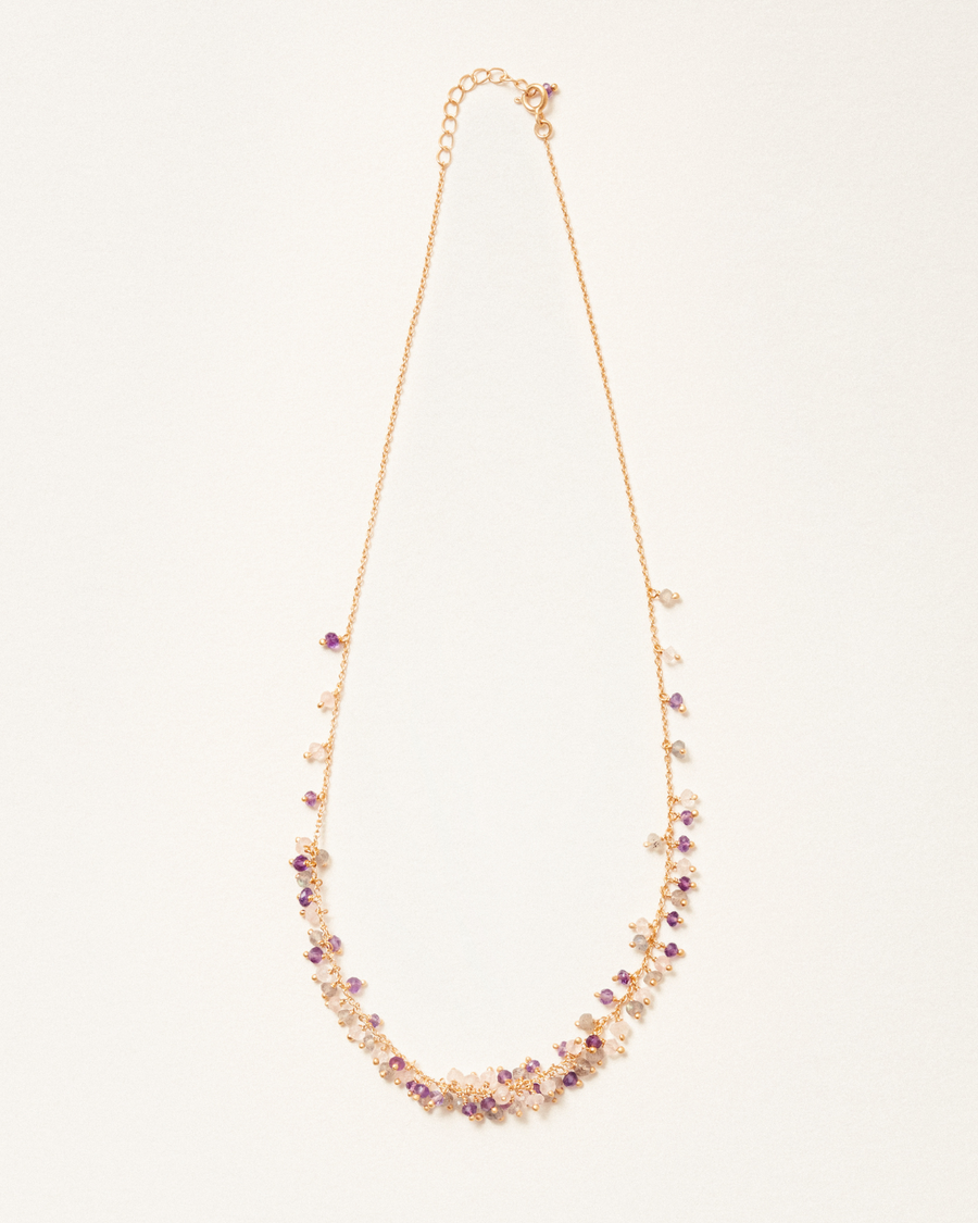 Sadie necklace with amethyst, labradorite and rose quartz stones