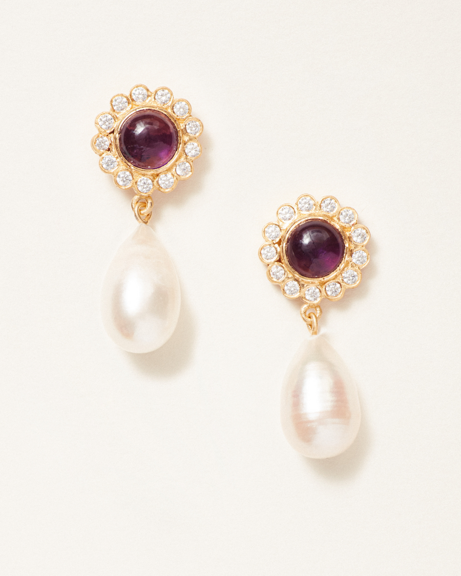 Audrey earrings with amethyst and pearl