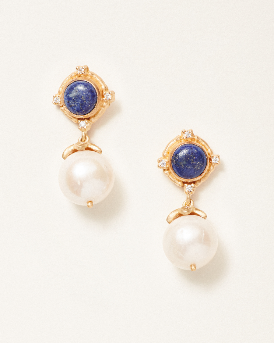 Beaux earrings with lapis and pearl