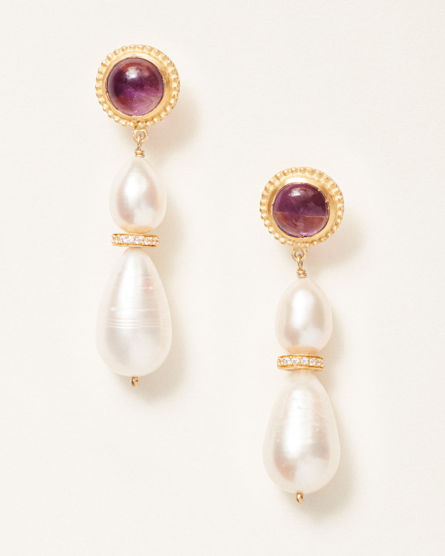 Judy earrings with amethyst and pearl