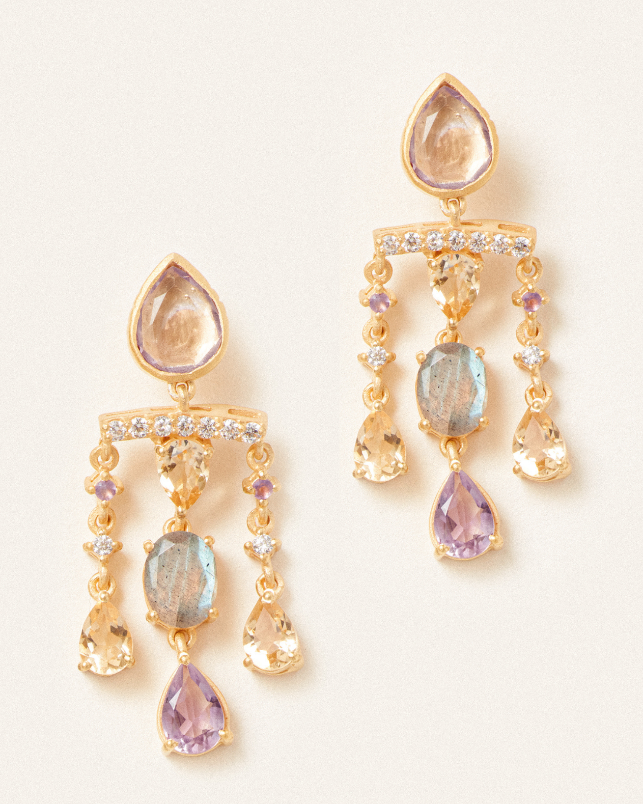 Zita earrings amethyst citrine labradorite
