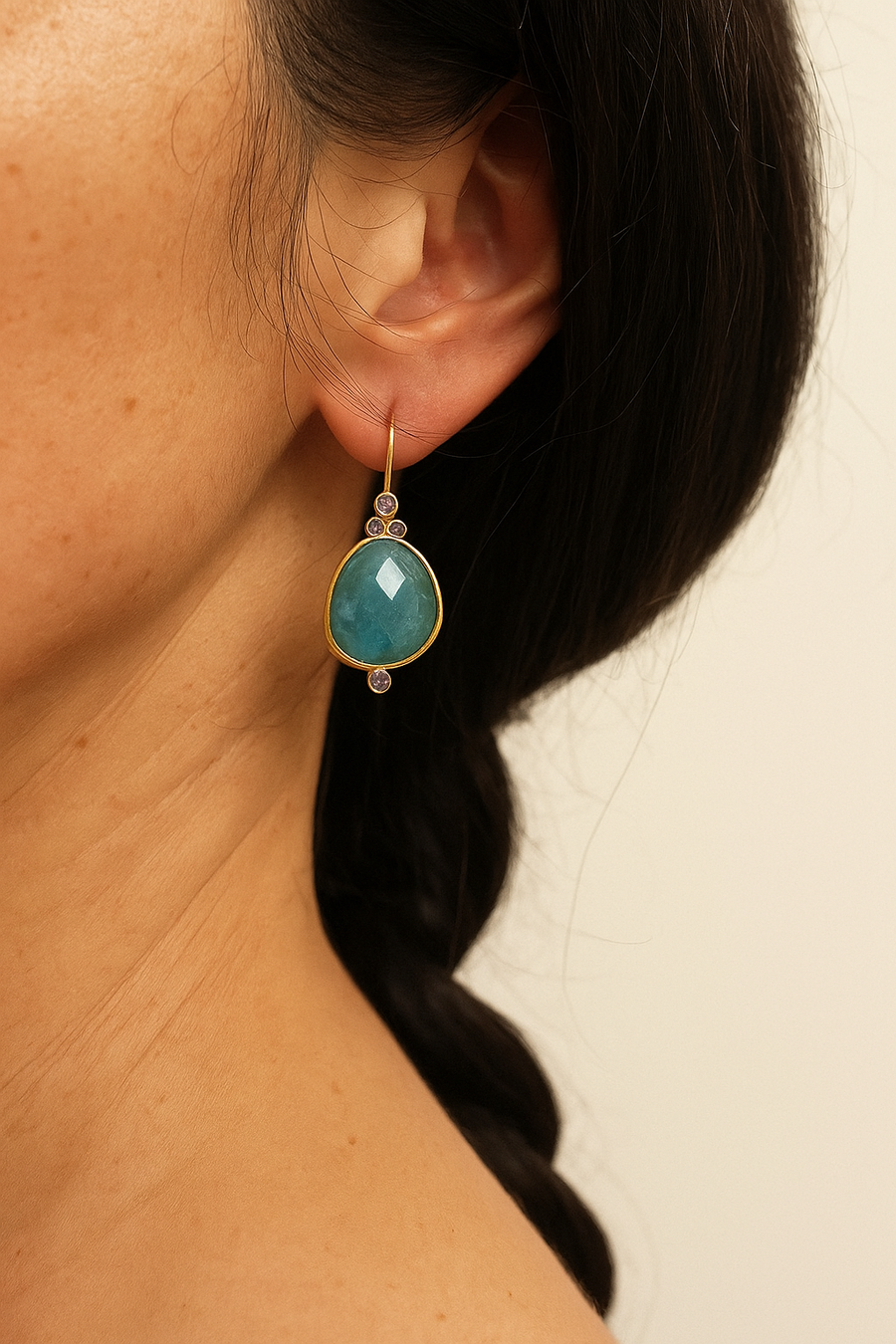 Vita earrings in apatite and amethyst - large size