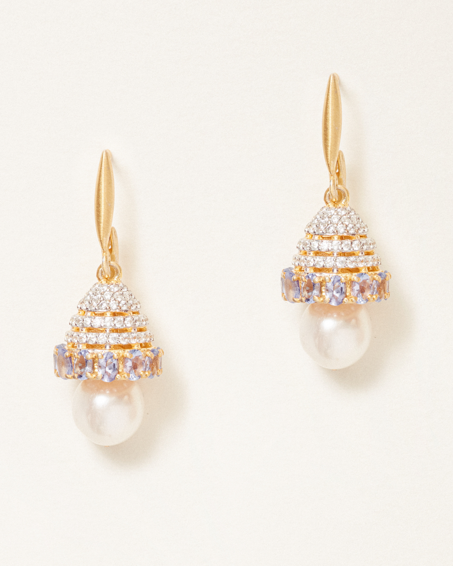 Florence earrings with tanzanite and pearl