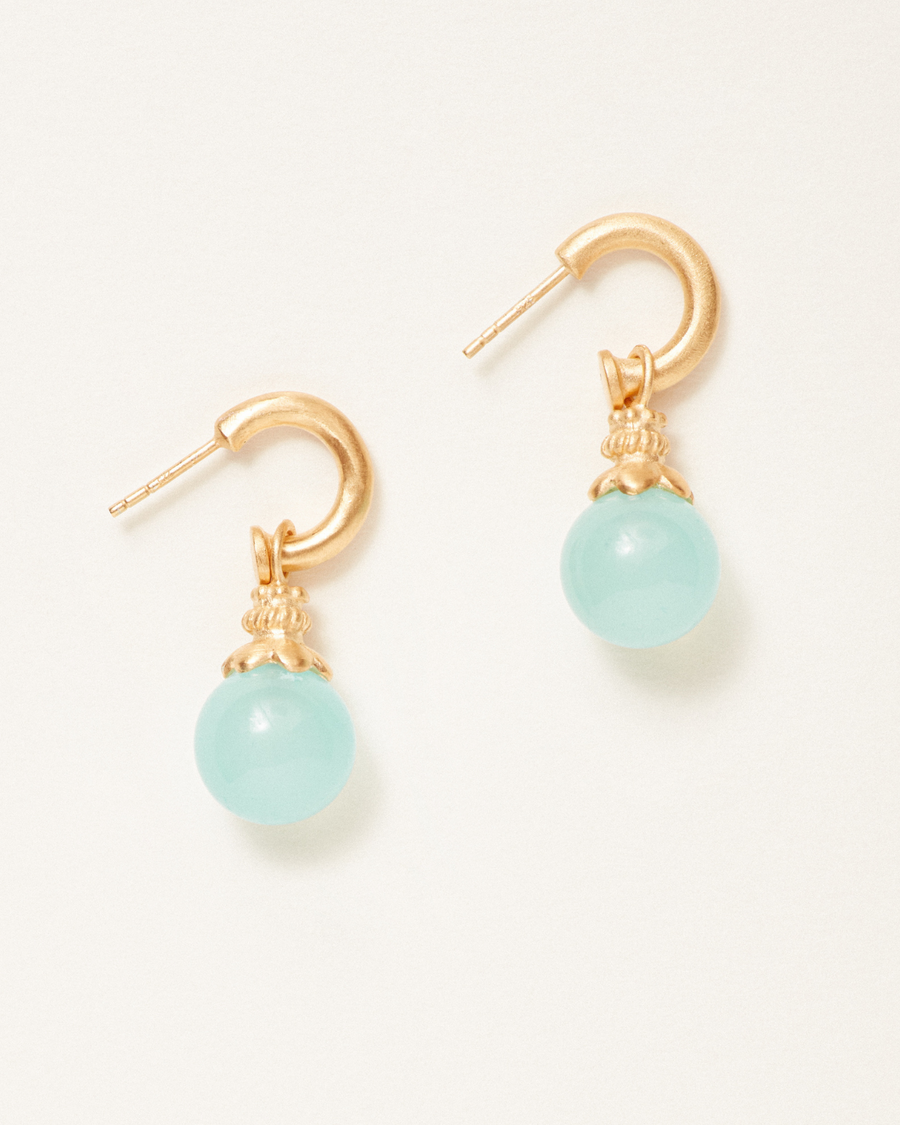 Peggy hoops with aqua chalcedony - gold vermeil