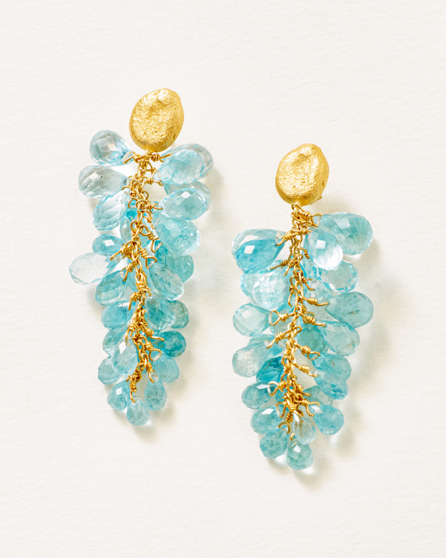 Aquamarine waterfall statement earrings