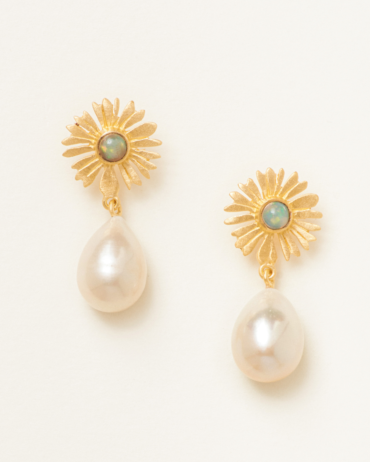 Thelma pearl earrings with opal