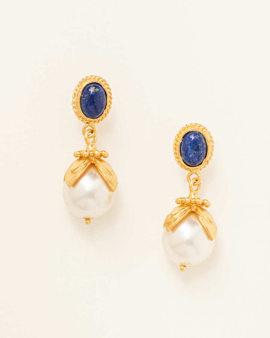 Sherry earrings with lapis and pearl