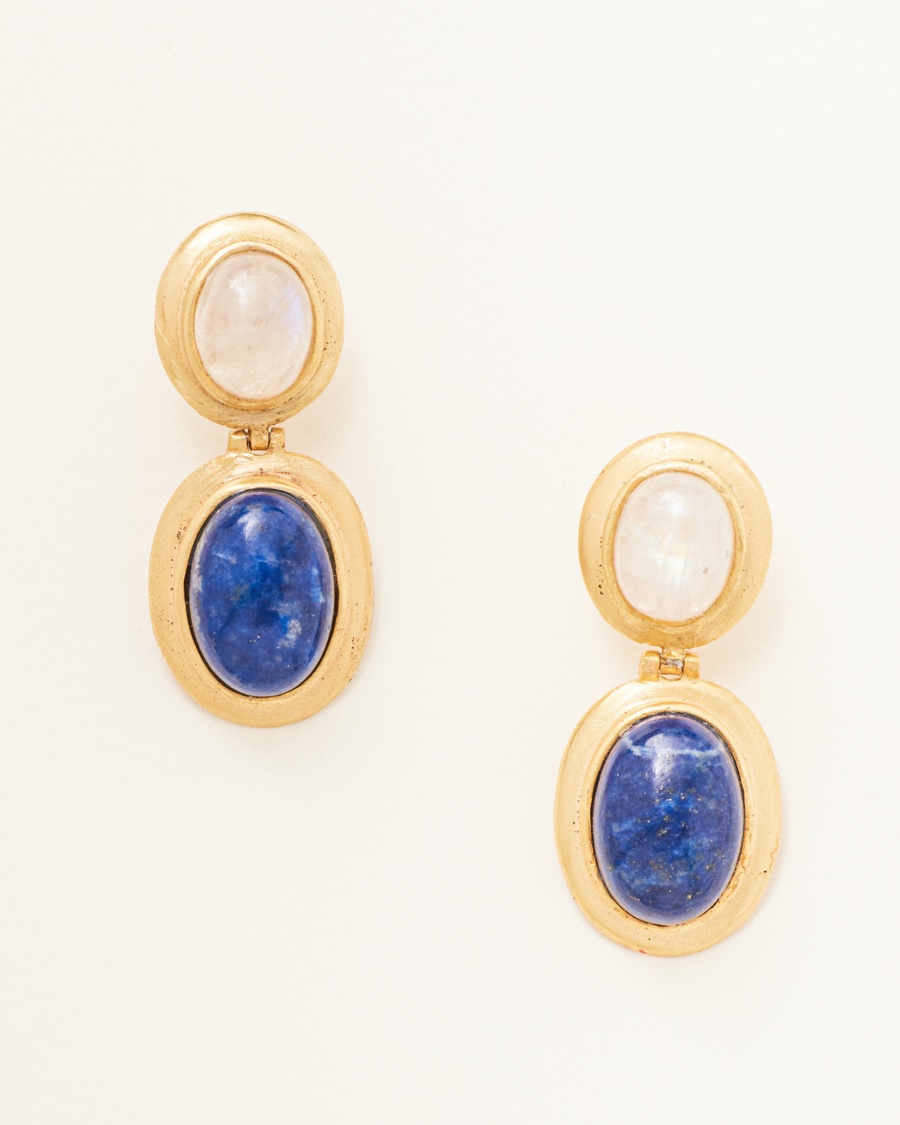 Stella earrings with lapis and moonstone