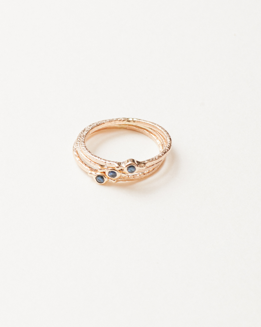 Sapphire trilogy rings - 9 carat solid gold