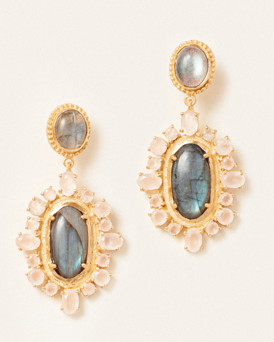 Rosa earrings in labradorite and rose quartz