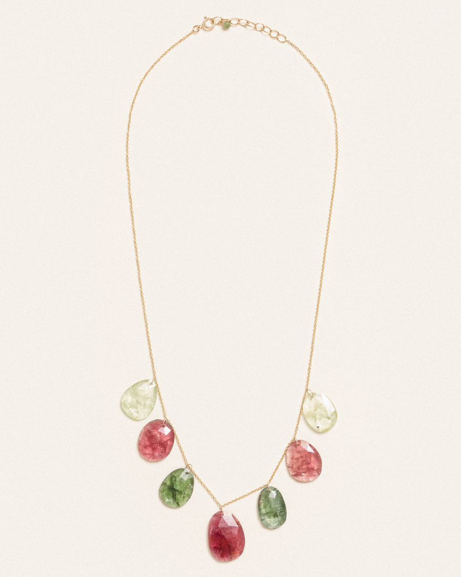 Stunning solid gold and tourmaline necklace
