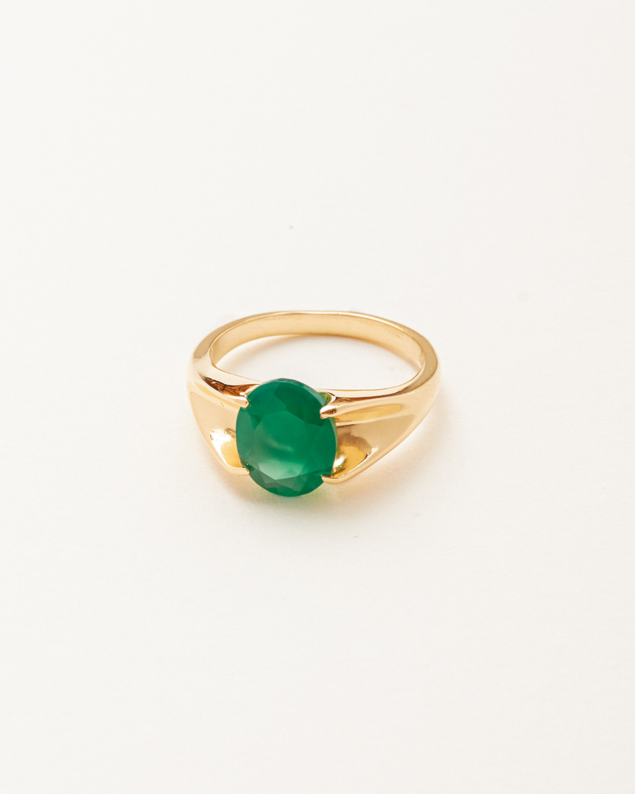 Elgin statement ring with green onyx - gold vermeil