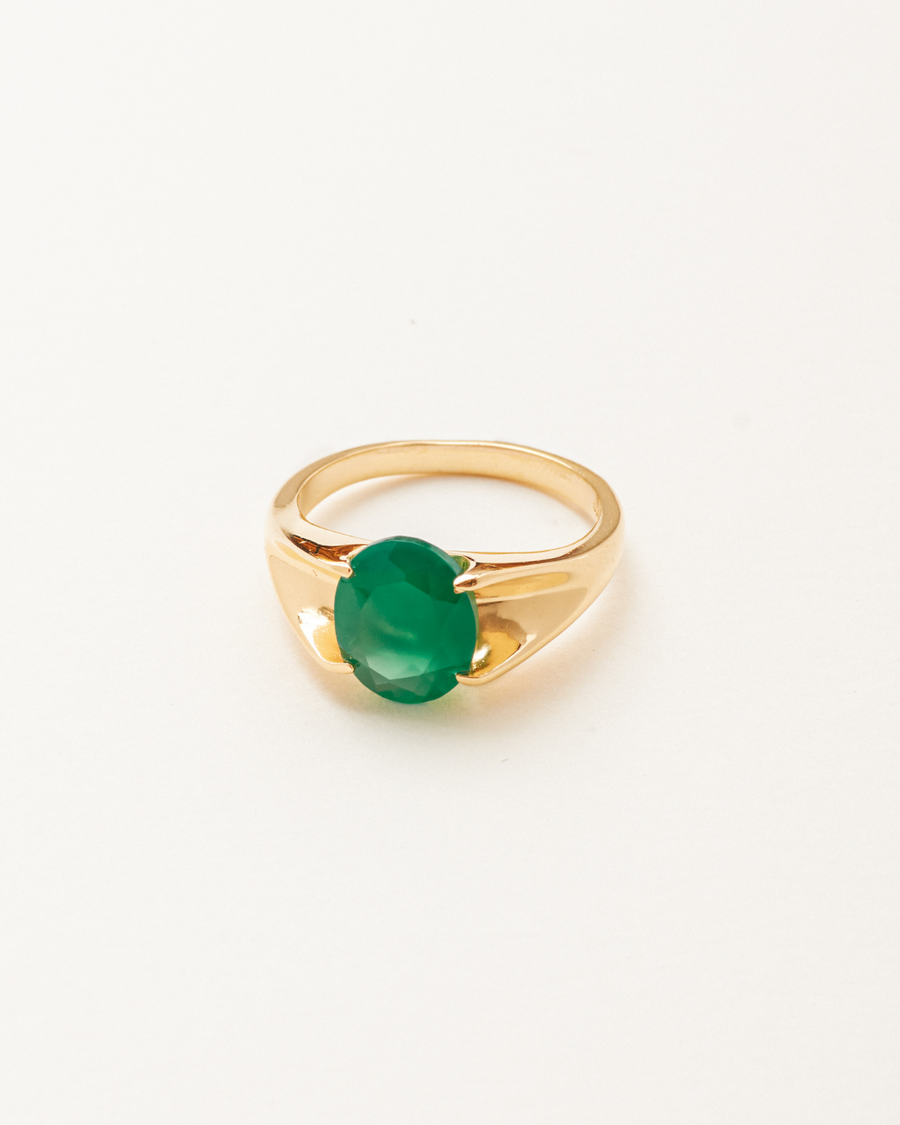 Elgin statement ring with green onyx gold vermeil
