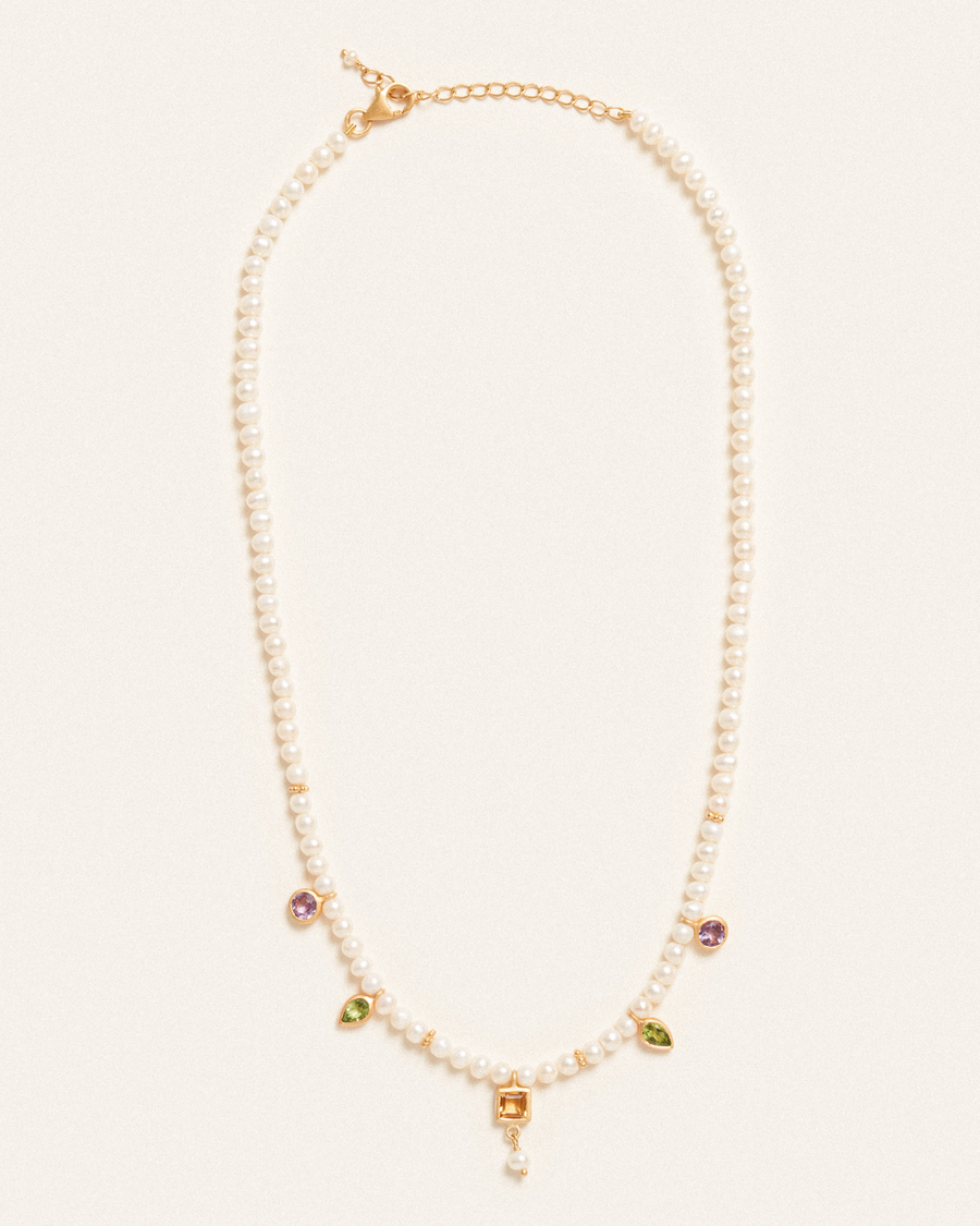 Betty necklace with amethyst, peridot, citrine and pearl