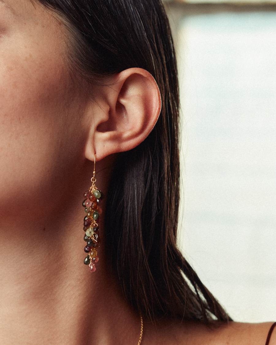 Marina waterfall earrings with tourmaline
