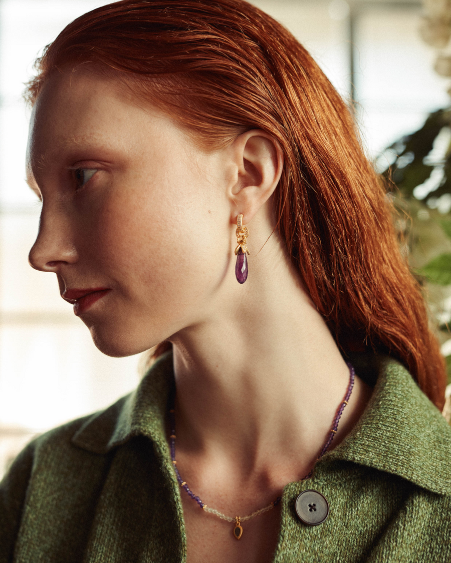Ellen earrings in citrine and amethyst