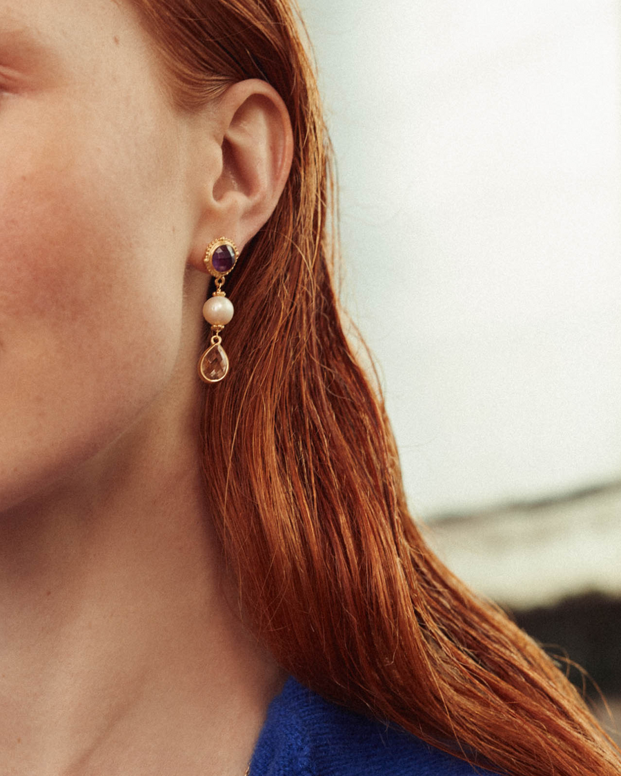 Lottie earrings in amethyst, citrine and pearl