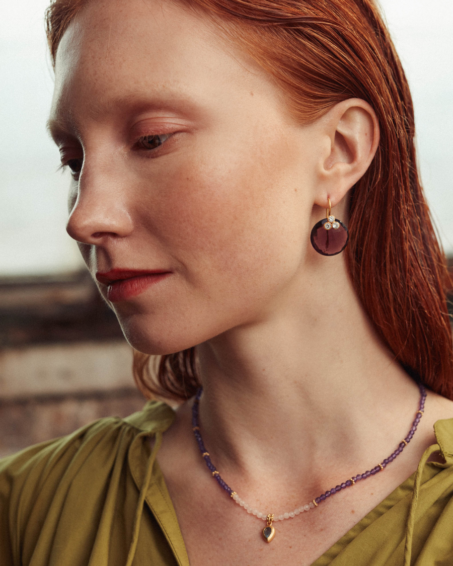 Balance earrings in amethyst and crystal - pre-order