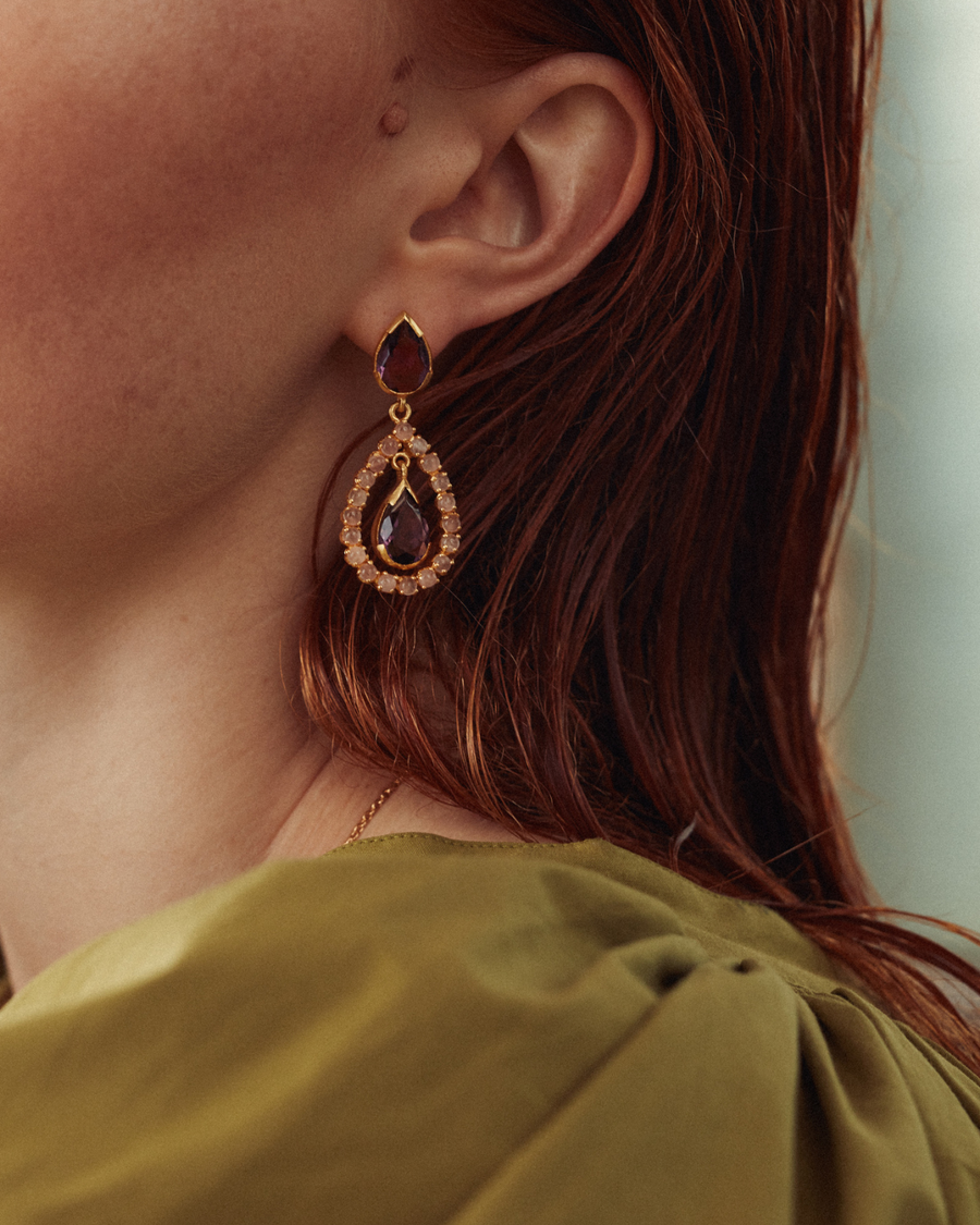 Starlet earrings with garnet