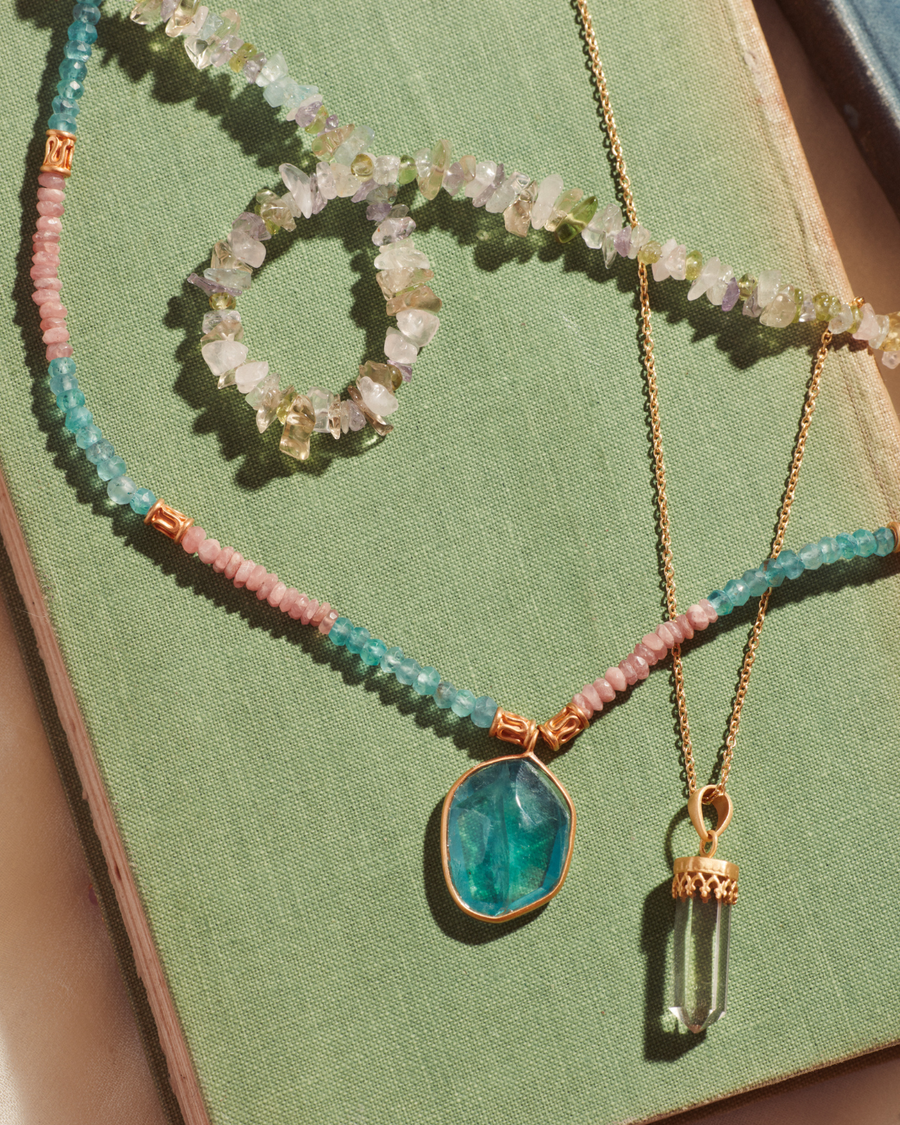 Hawley necklace with aquamarine, amethyst, peridot & rose quartz