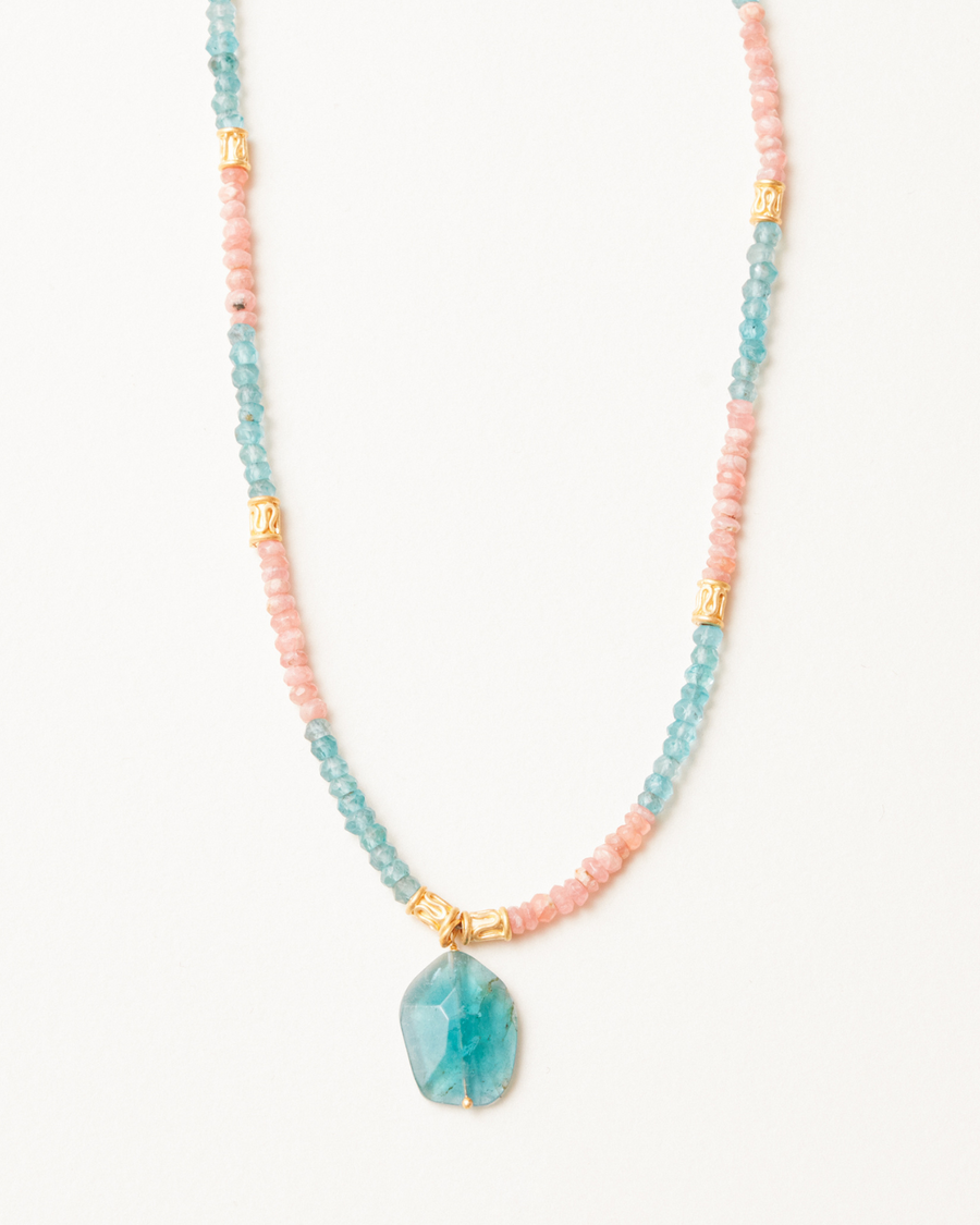Bounty necklace with rhodochrosite and apatite