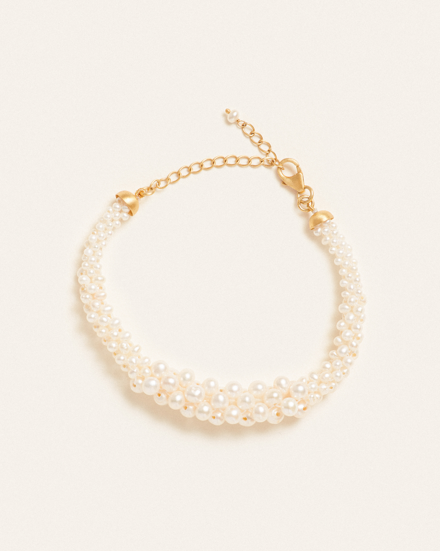 Polly pearl statement bracelet - gold vermeil