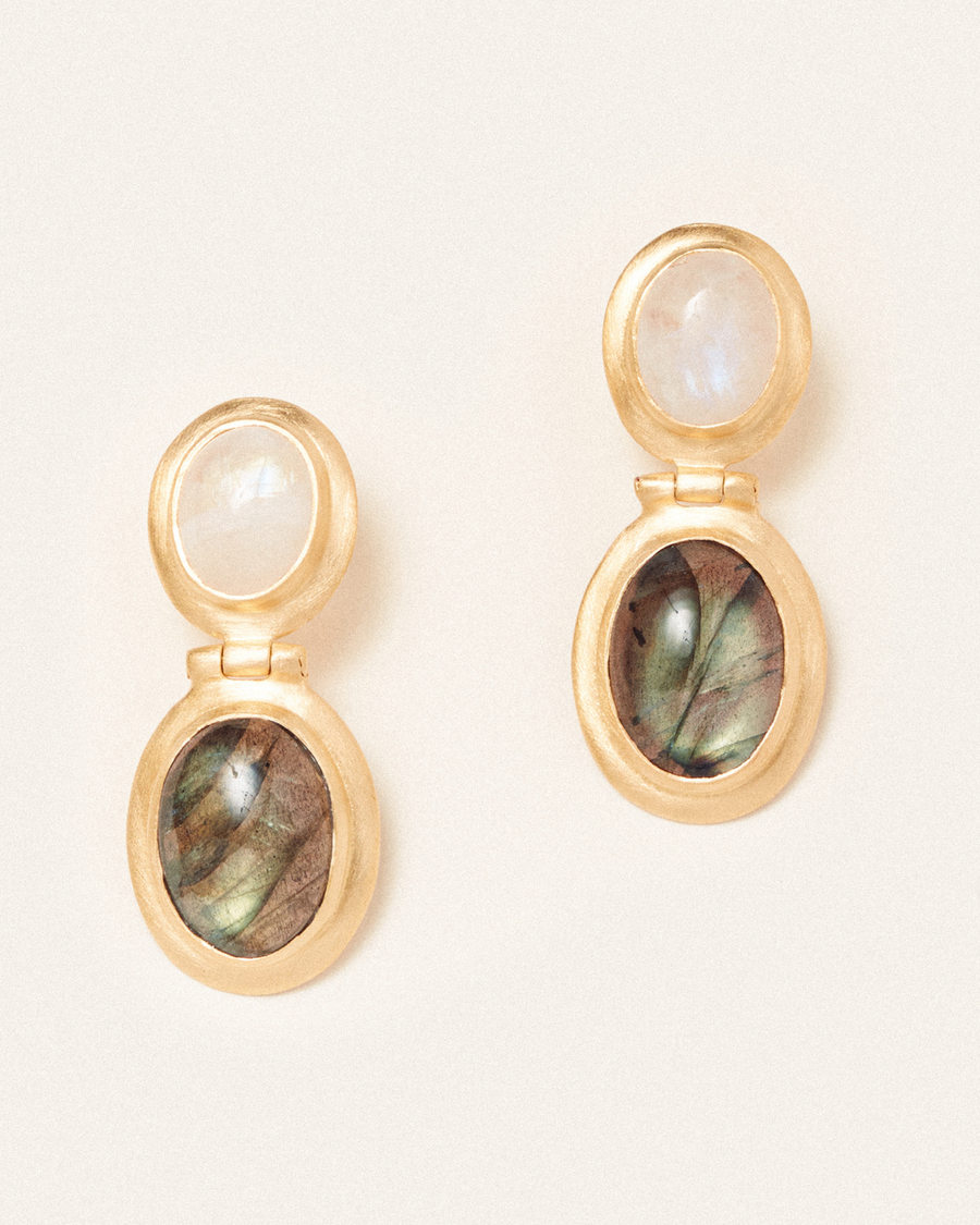 Stella earrings with labradorite and moonstone