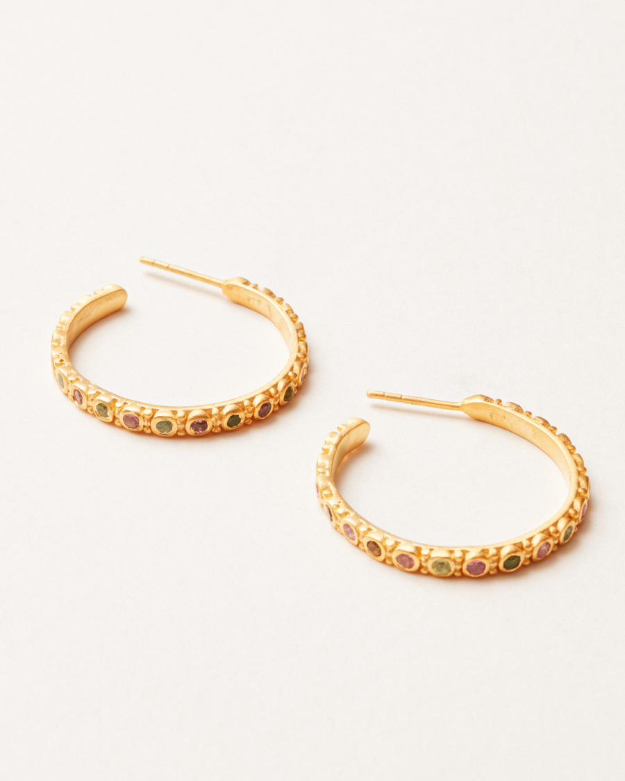 Hildy hoops with tourmaline - gold vermeil