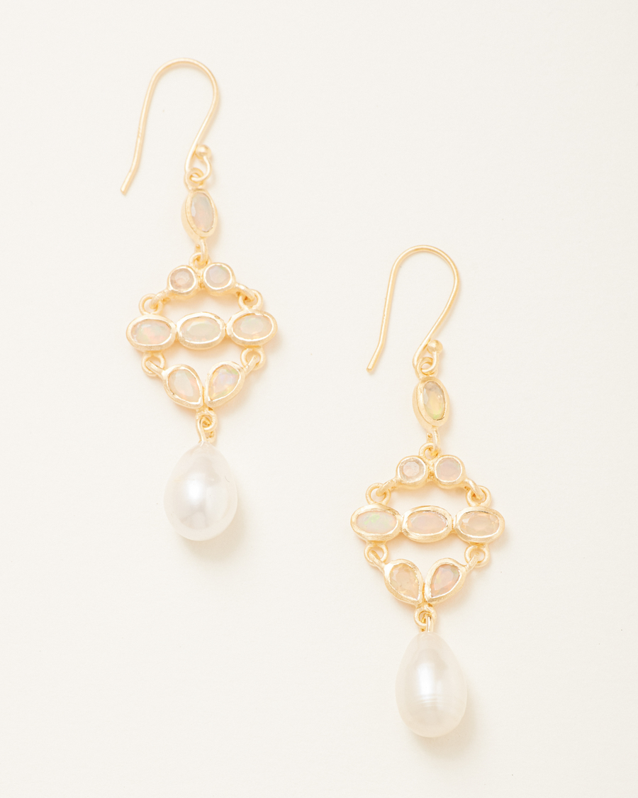 Celeste earrings in opal with pearl drop