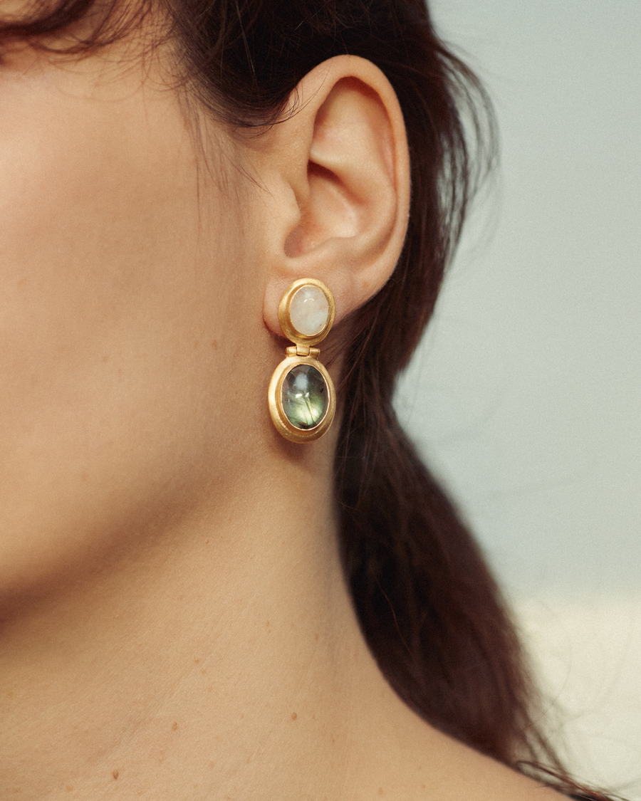 Stella earrings with labradorite and moonstone