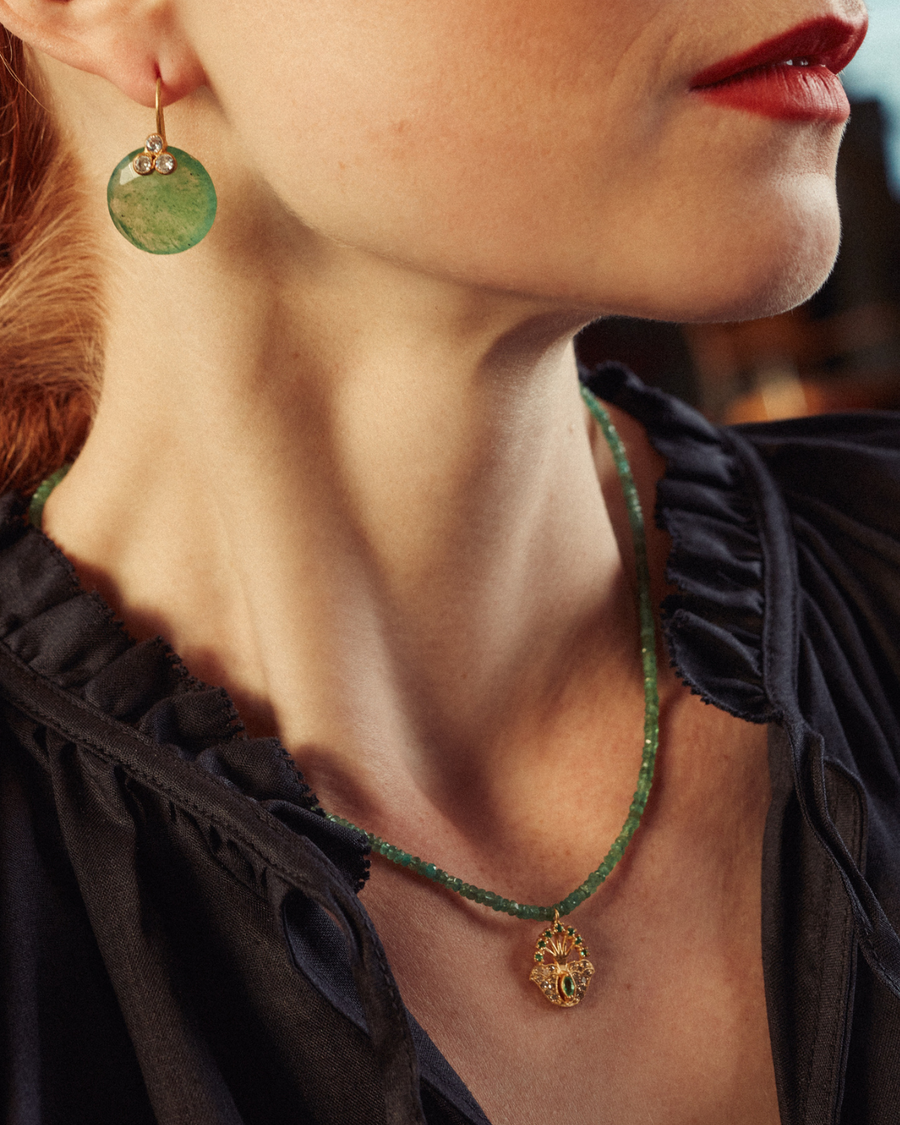 Lucky peacock necklace with emerald and diamond - limited edition