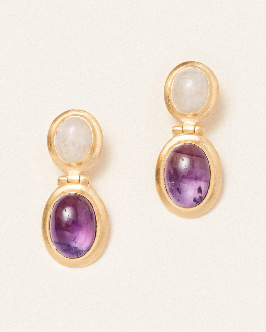Stella earrings with amethyst and moonstone
